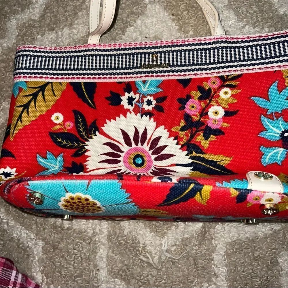 Spartina Floral Canvas Tote Bag - Red